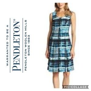 Pendleton Blue Block Print Sheath Dress 4P Women’s
